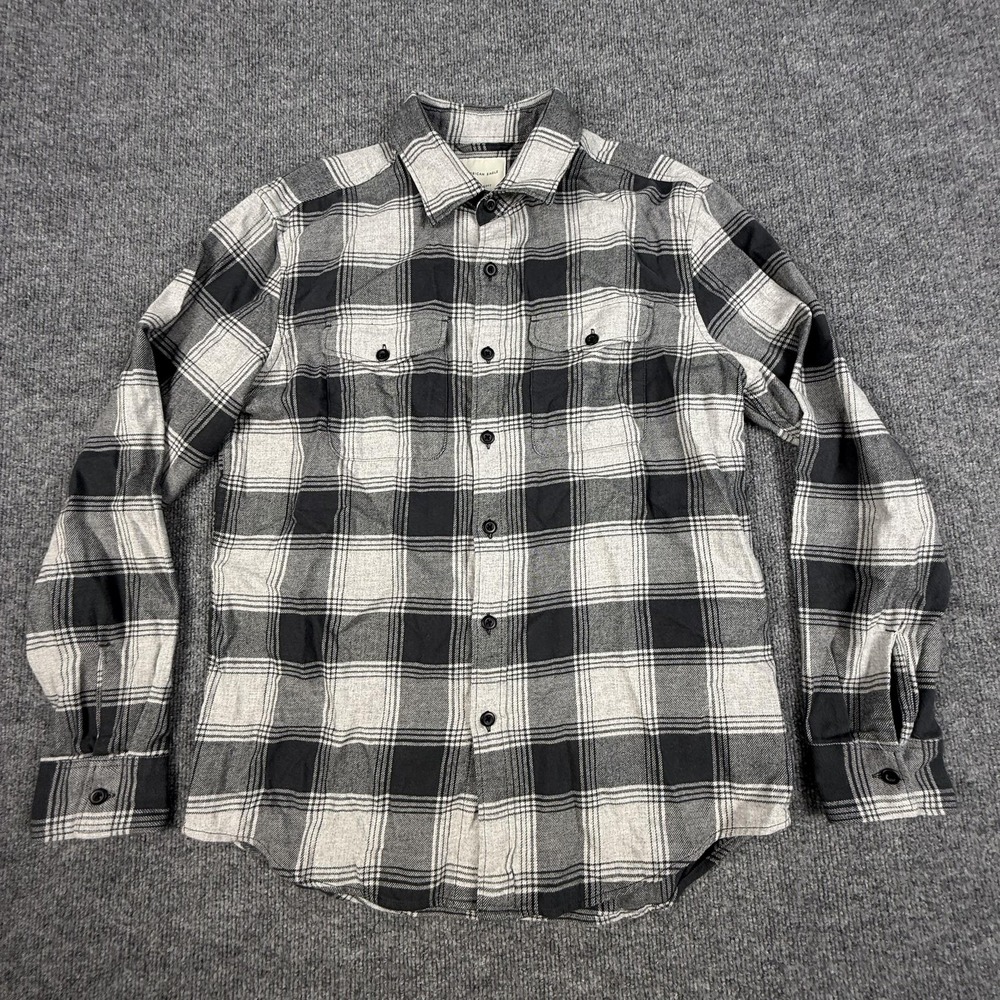 American Eagle Outfitters Womens Gray Plaid Flannel Button Up Shirt Medium 5905
